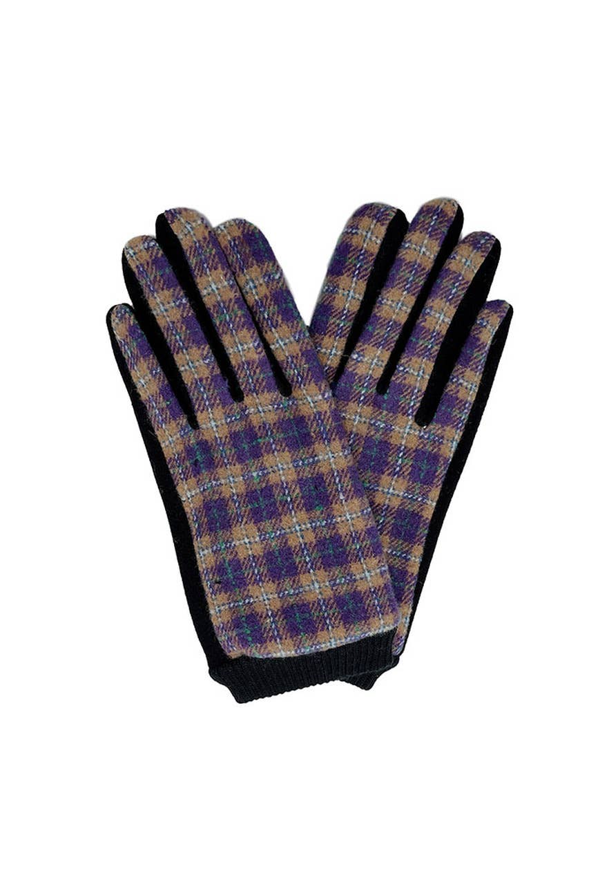 Hana - Classic Plaid And Check Touch Gloves