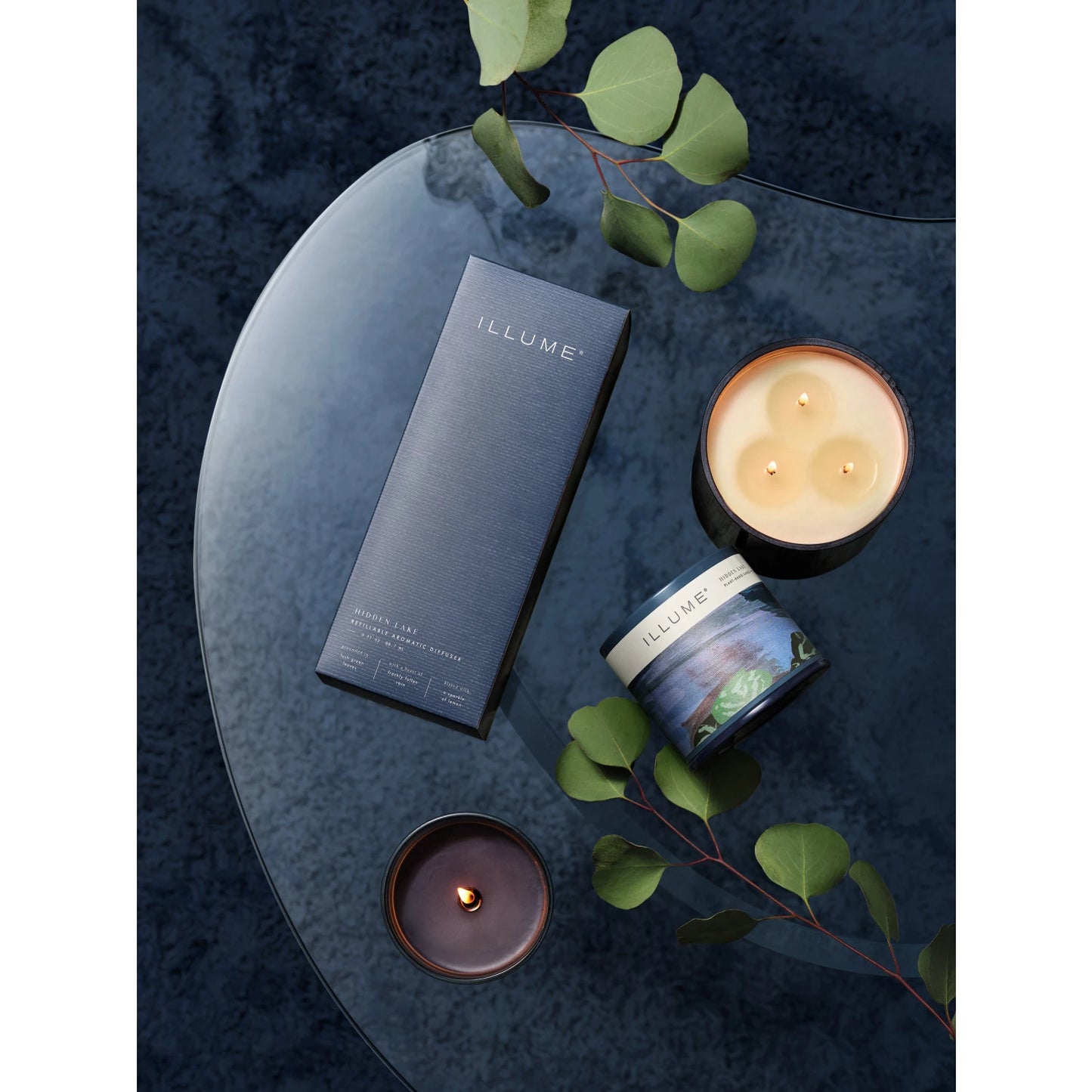 Creative Co-op Hidden Lake Matte Ceramic  Candle