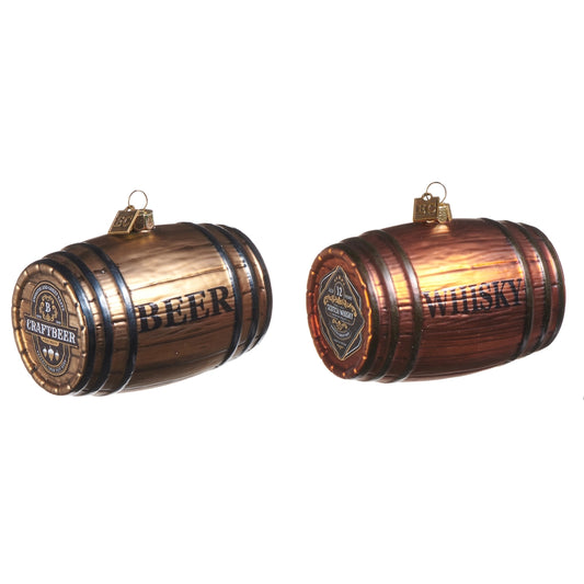 Ornament -4" Beer and Whiskey Barrel