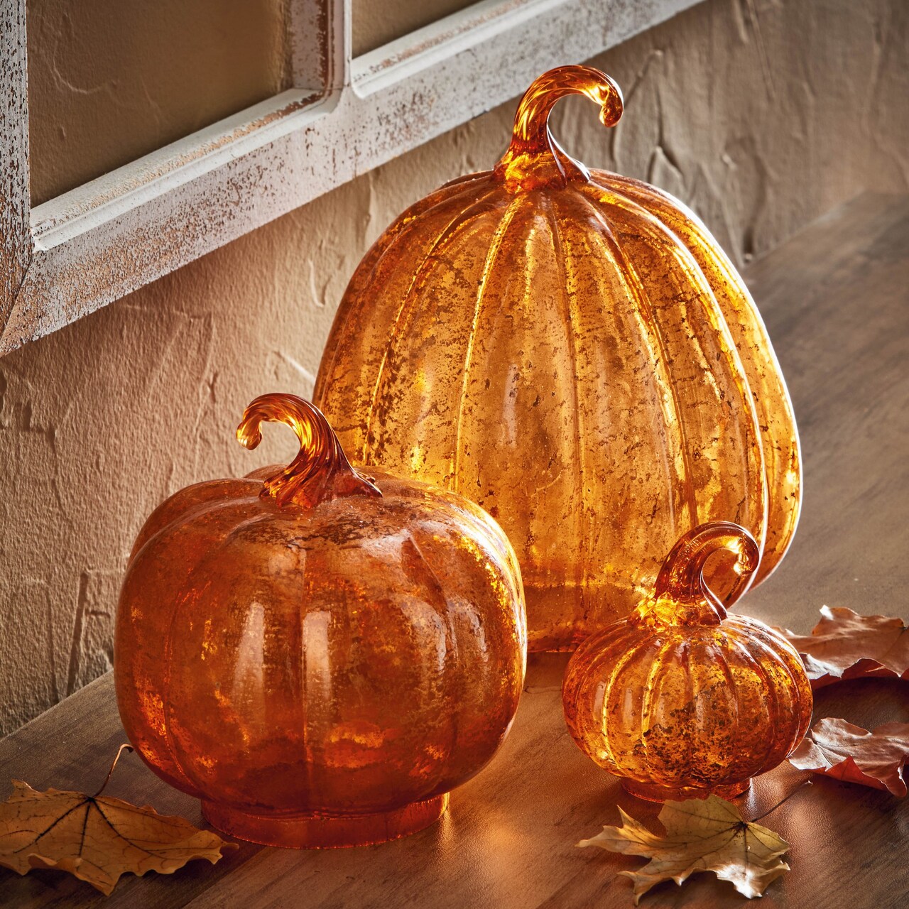 Medium Harvest Glass Pumpkin Decor