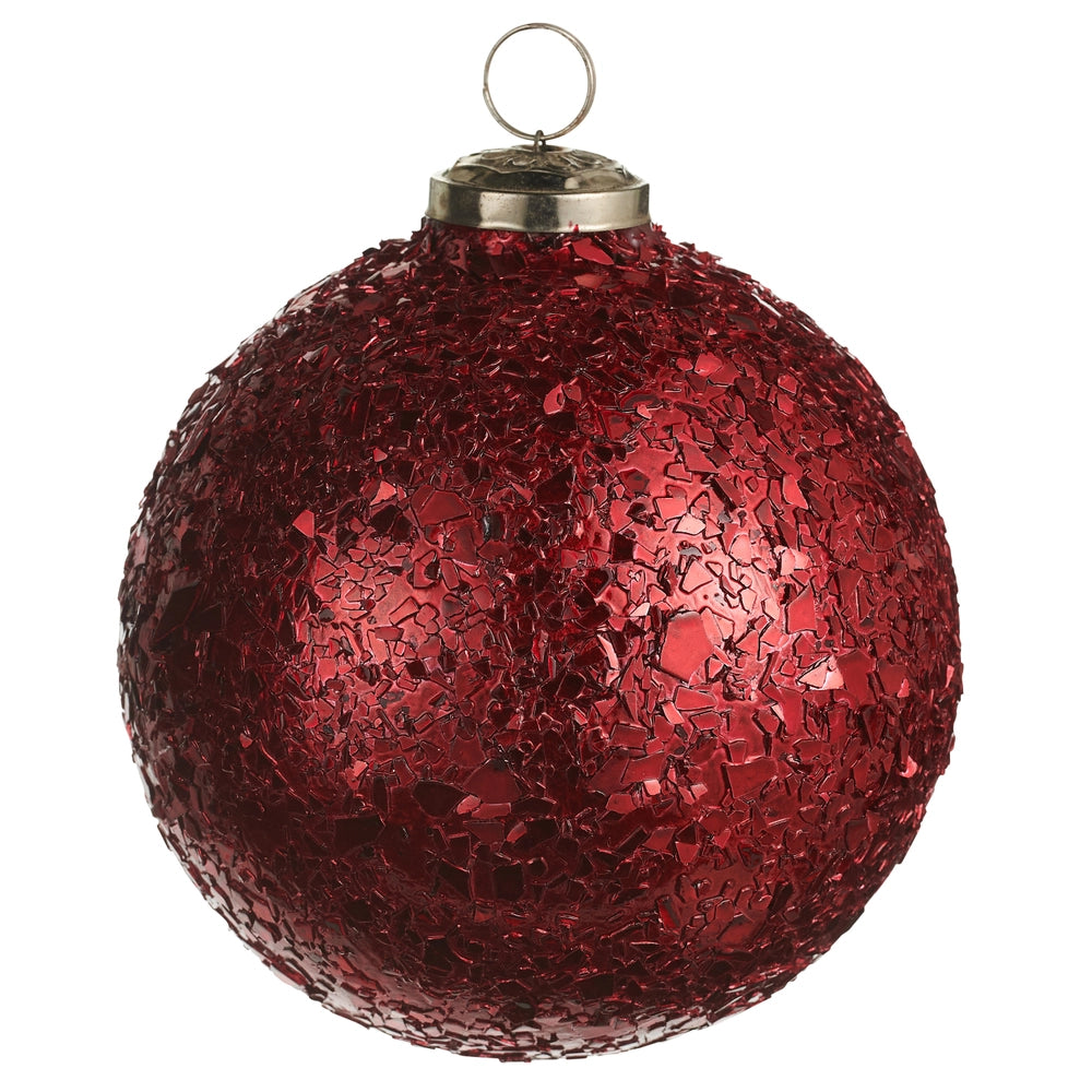 Ornament - 5" Red Chunky Glittered Ball