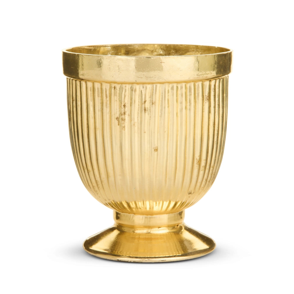 5" Gold Mercury Glass Footed Container