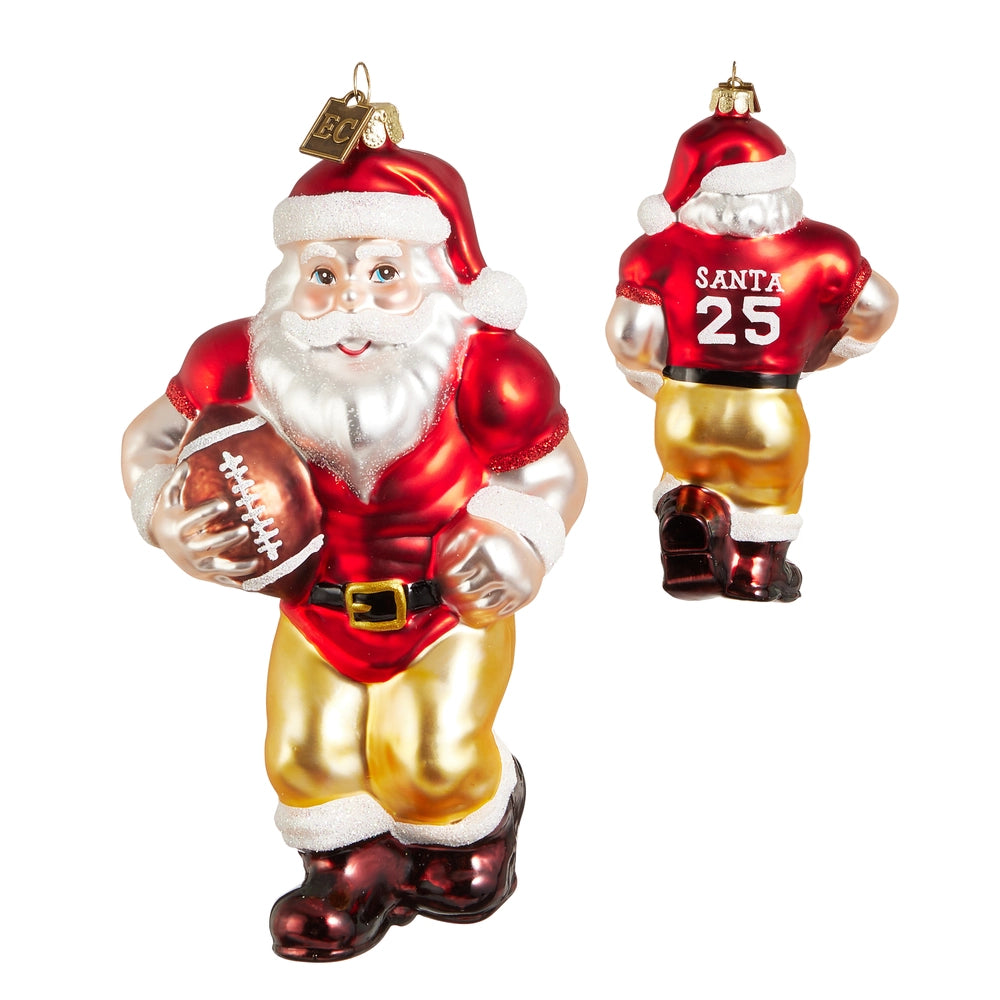 Ornament - 6.5"  Varsity Santa Red & Gold