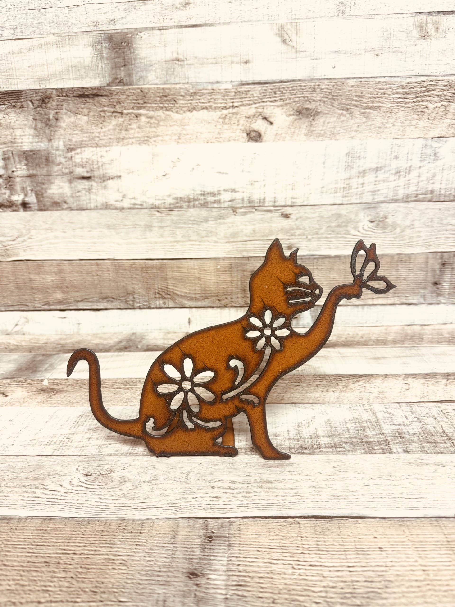Universal Ironworks USA - Cat Garden Friend Large Doodad Rustic Metal Garden Tabletop