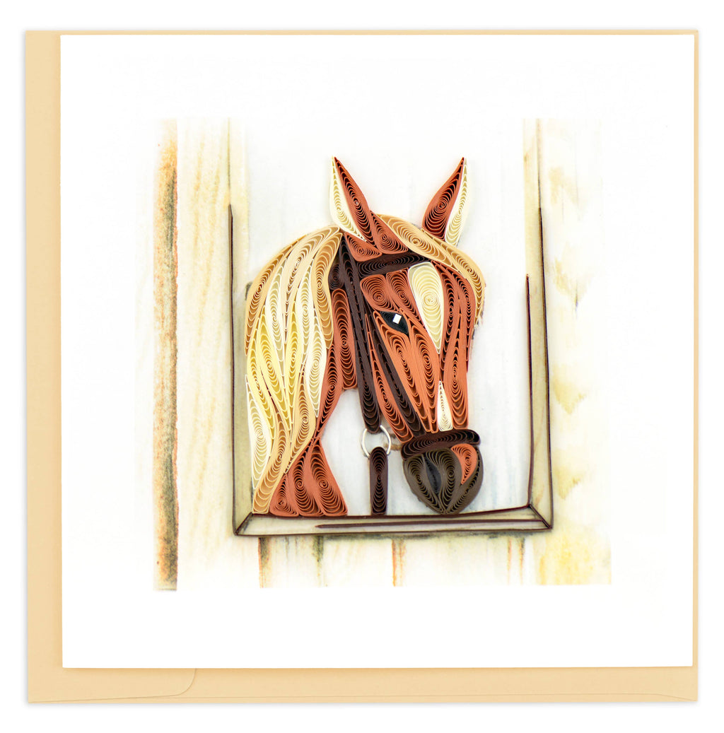 Quilling Greeting Card - Quilled Horse in Stable