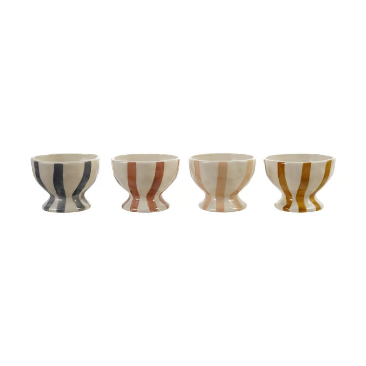 Hazel Mazel - Stoneware Striped Footed Bowl (4 Colors)
