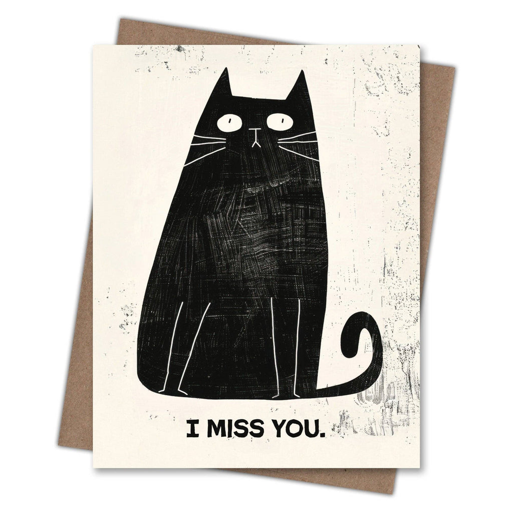 Scarecrow & Nut Tree - Sad Cat Miss You Card
