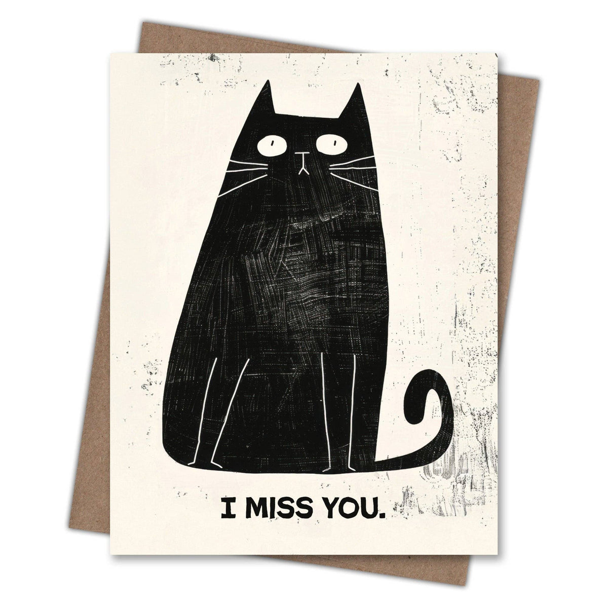 Scarecrow & Nut Tree - Sad Cat Miss You Card