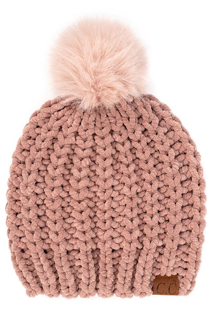 Hana - C.C Soft Chenille Chunky Yarn Beanie Hat