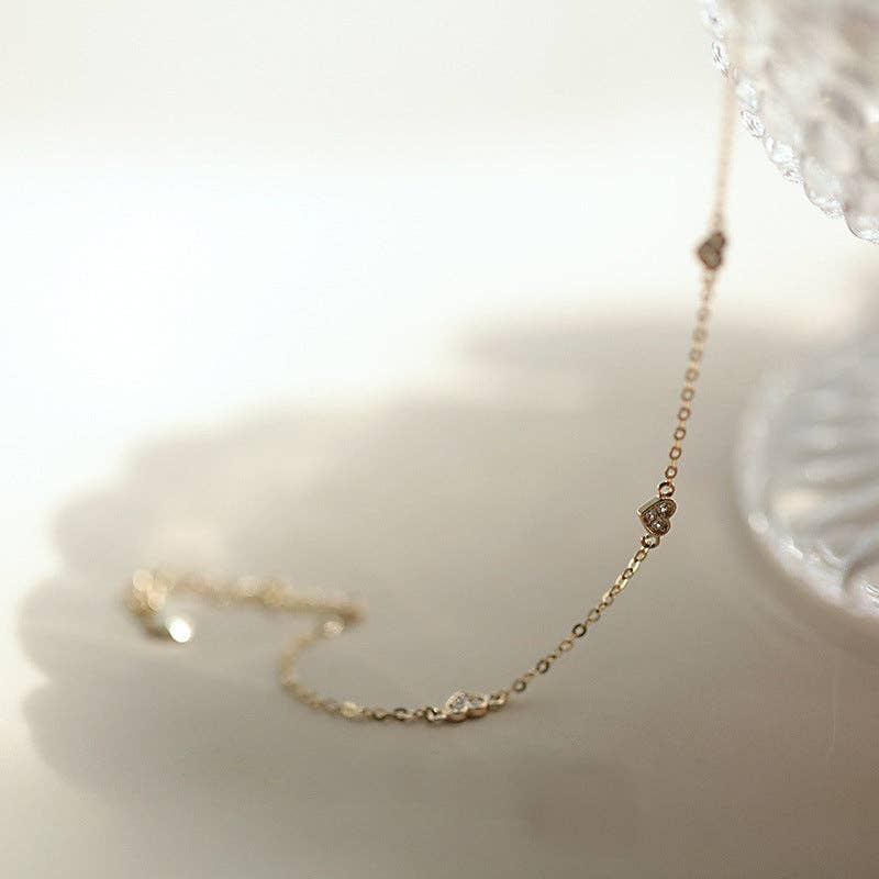 Perimade & Co. LLC - Dainty Silver Triple Heart Bracelet in 925 Sterling Silver