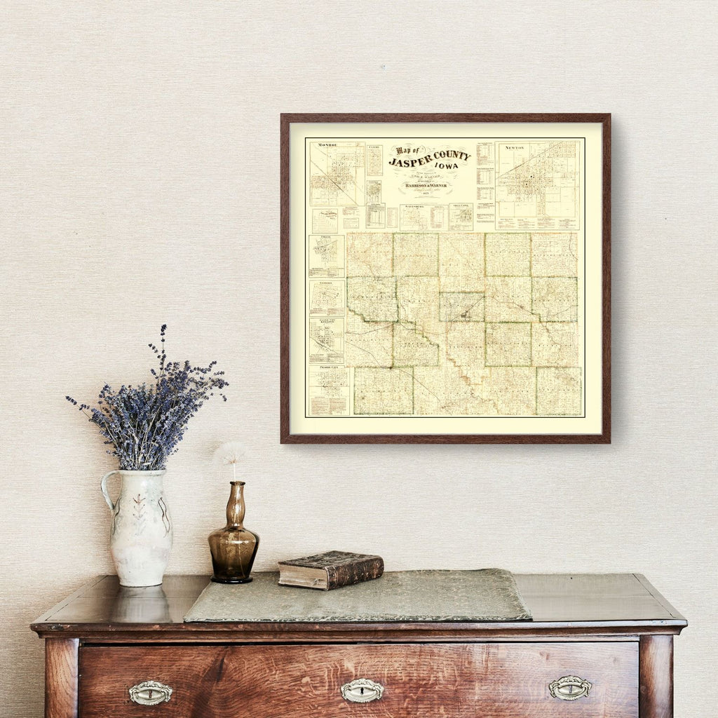 Ted's Vintage Art - Vintage Map of Jasper County, Iowa 1871