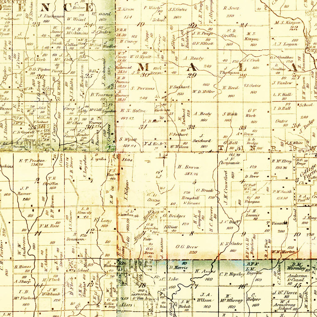Ted's Vintage Art - Vintage Map of Jasper County, Iowa 1871