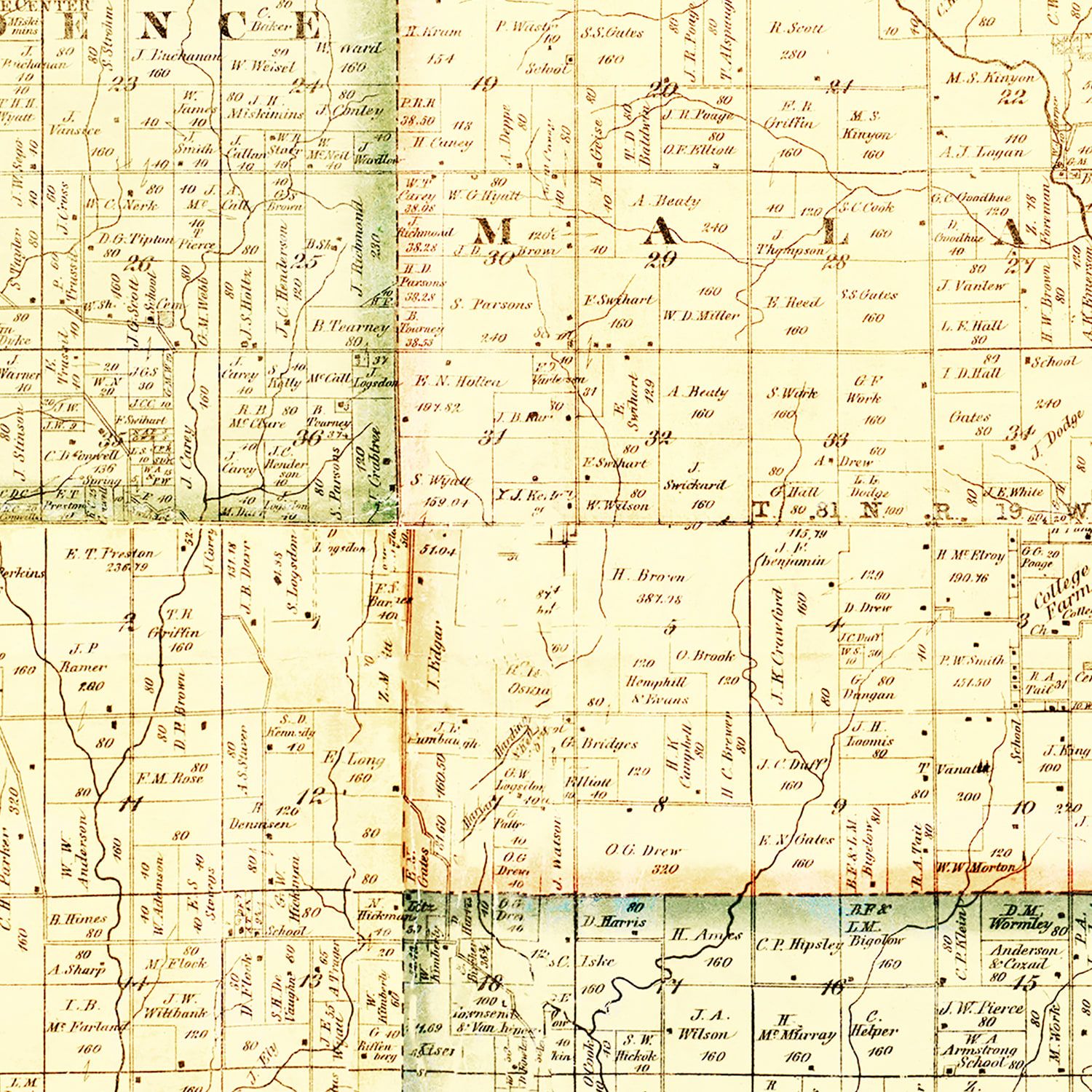 Ted's Vintage Art - Vintage Map of Jasper County, Iowa 1871