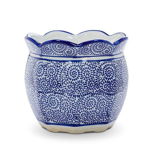 Abbott - Blue & White Scallop Edge Planter
