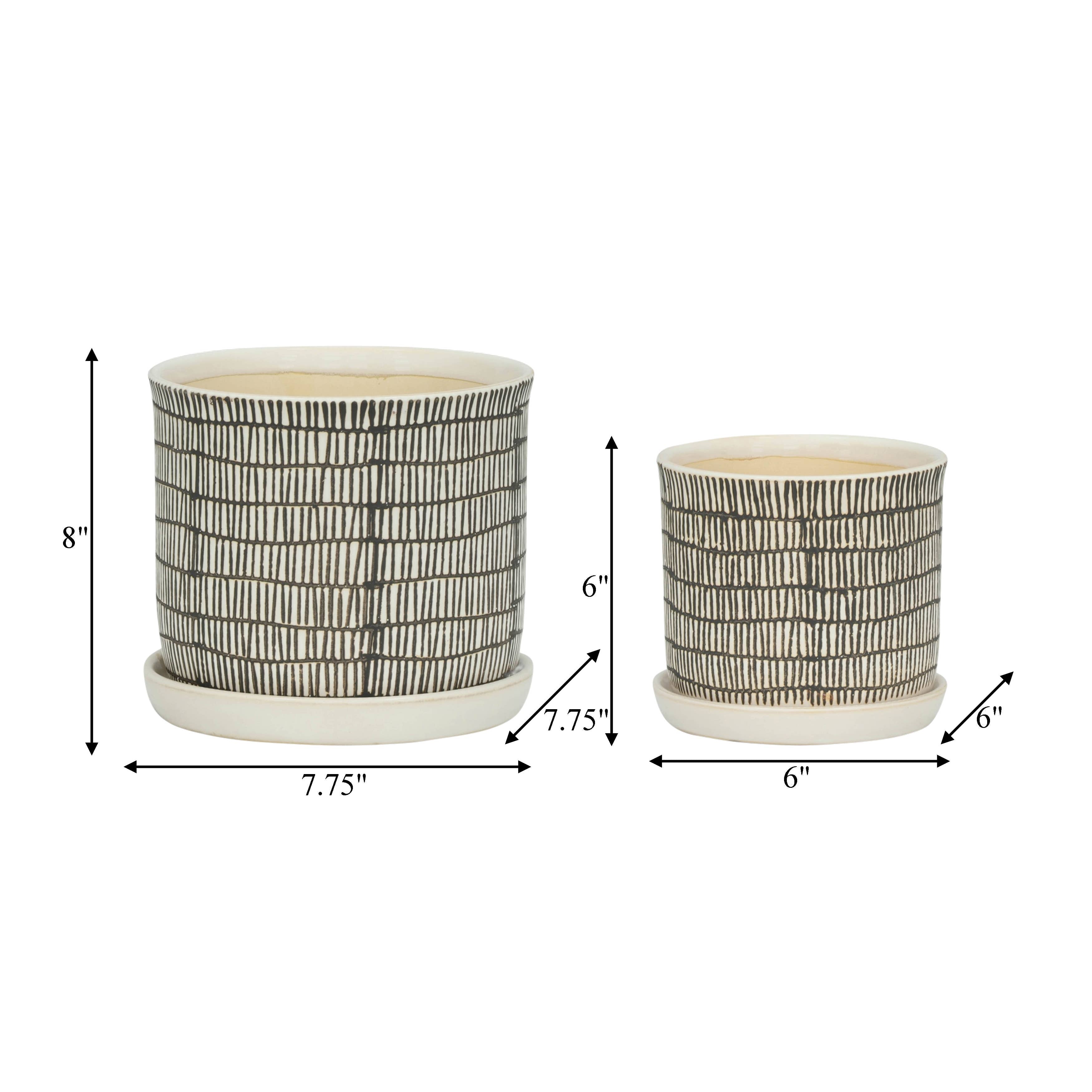 Sagebrook Home - Ivory Ceramic Line with Saucer (2 Sizes)
