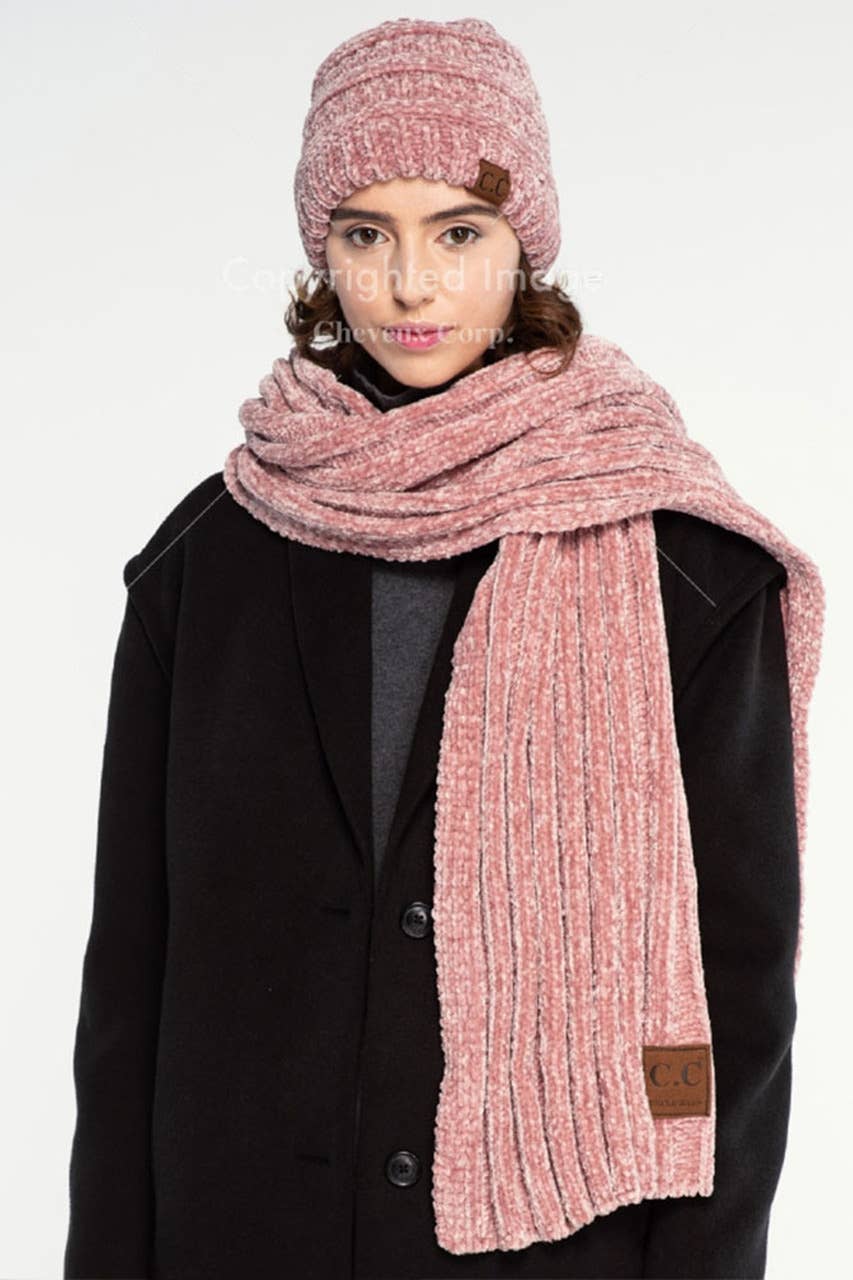 Hana - C.C Ribbed Chenille Soft Beanie Winter Hat
