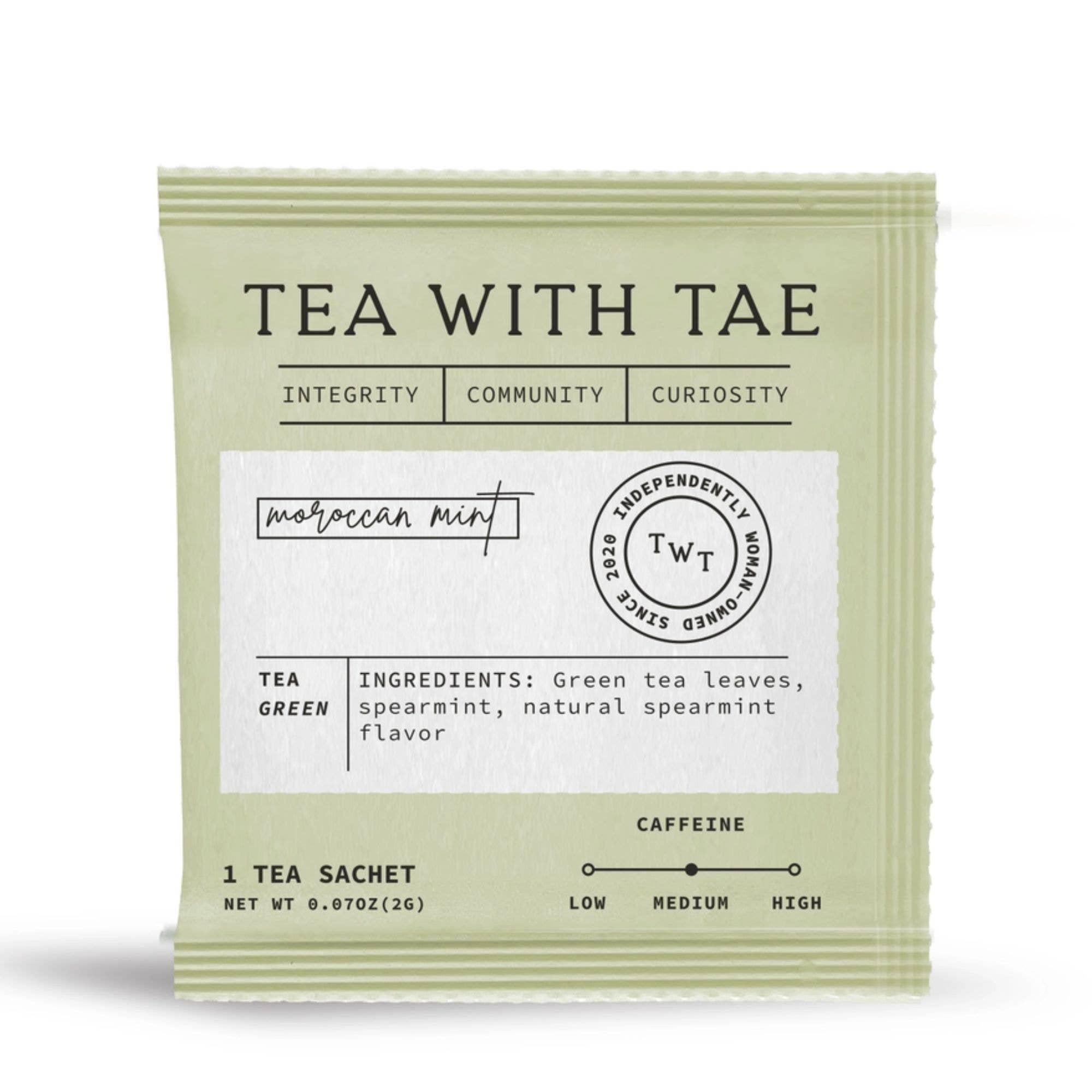 Tea with Tae - Moroccan Mint Green Tea - Individually Wrapped Tea Bag
