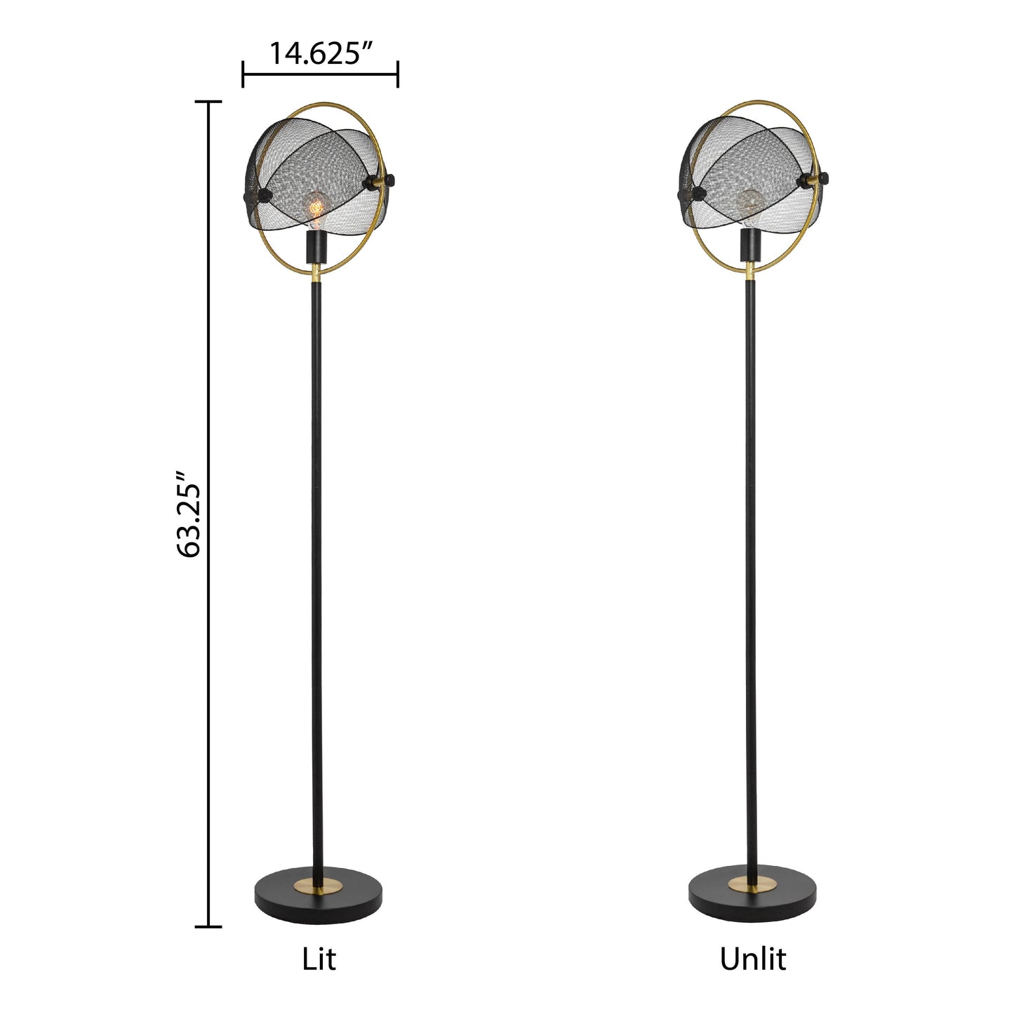 Hendrickson Black & Gold Industrial Metal Floor Lamp - 63.25"H