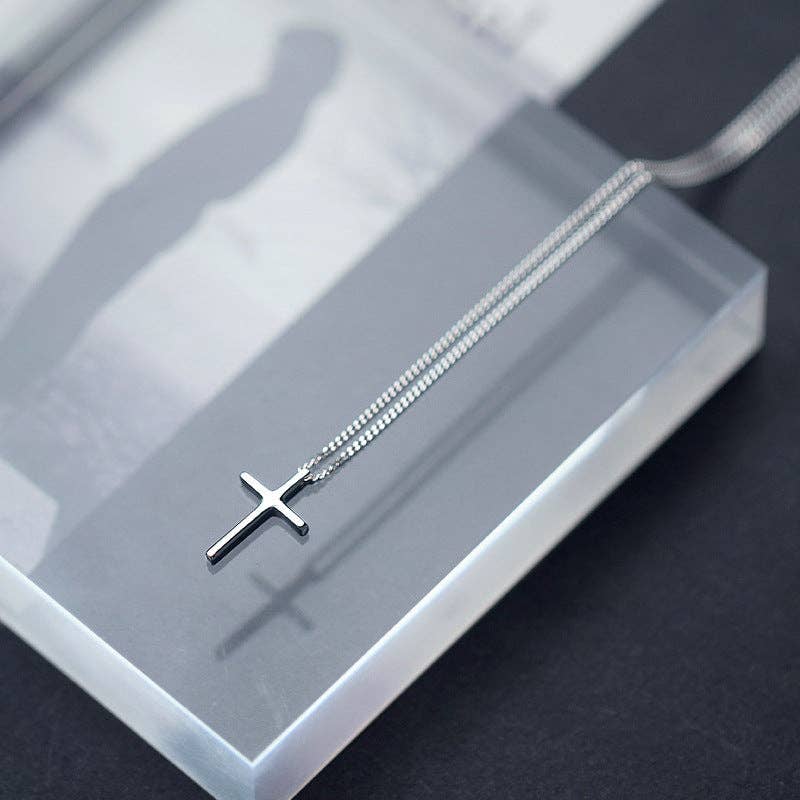 Perimade & Co. LLC - Dainty Cross Charm Pendant Necklace in 925 Sterling Silver