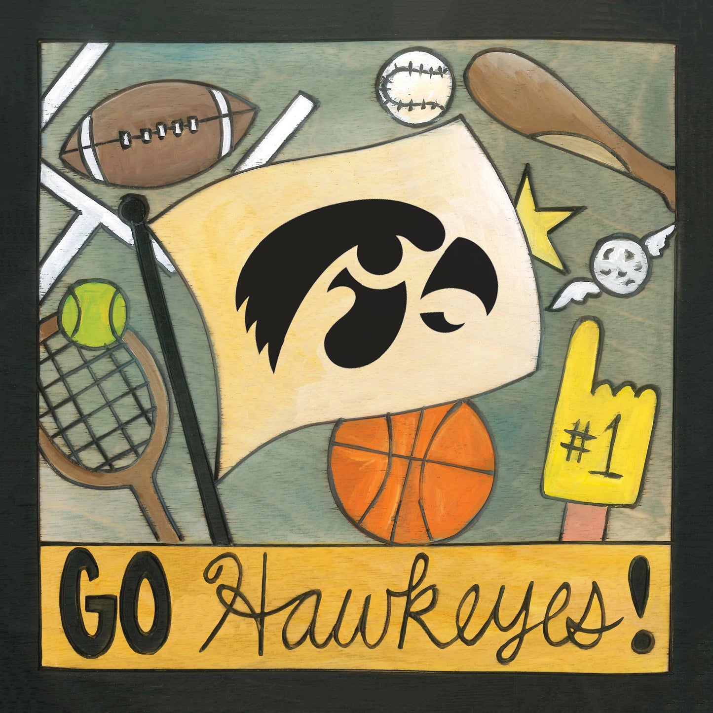 Sticks "#1 Fan" | Hawkeyes Wall Plaque - 6x6