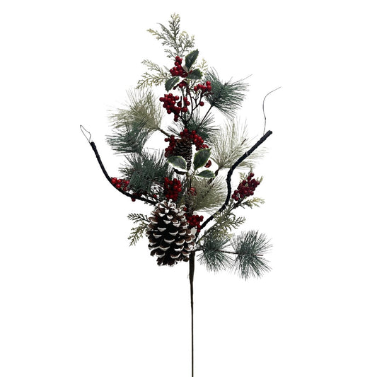 Aspen Christmas Pine  Pinecone Berry Bell Spray