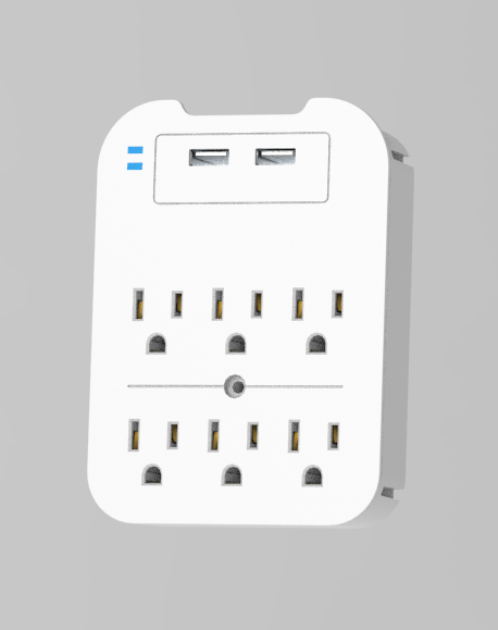 Charge Surge Protector, 6 Outlets/2 USB Ports - Retail Pack