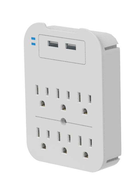 Charge Surge Protector, 6 Outlets/2 USB Ports - Retail Pack