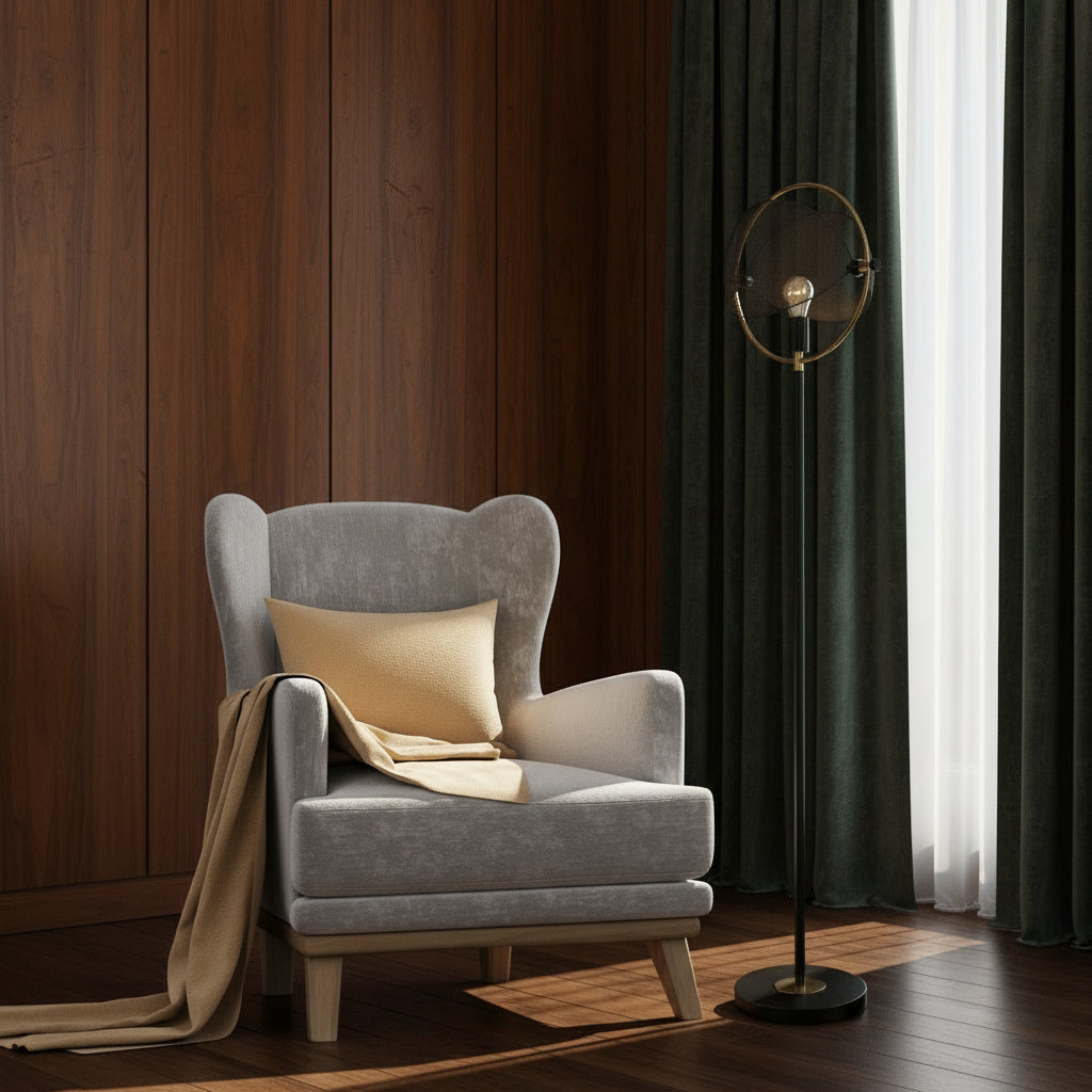 Hendrickson Black & Gold Industrial Metal Floor Lamp - 63.25"H