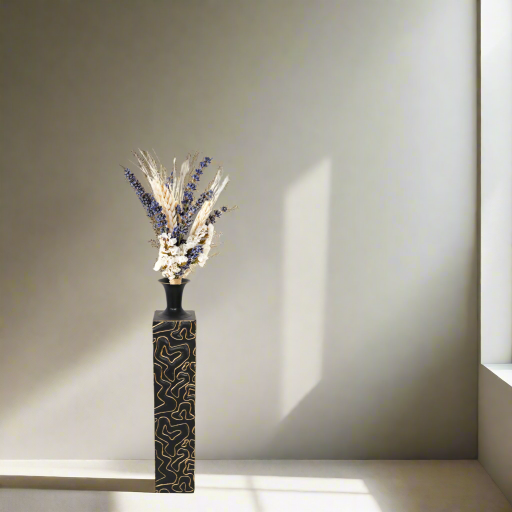 32" Handmade Black Gold Accent Decorative Floor Vase