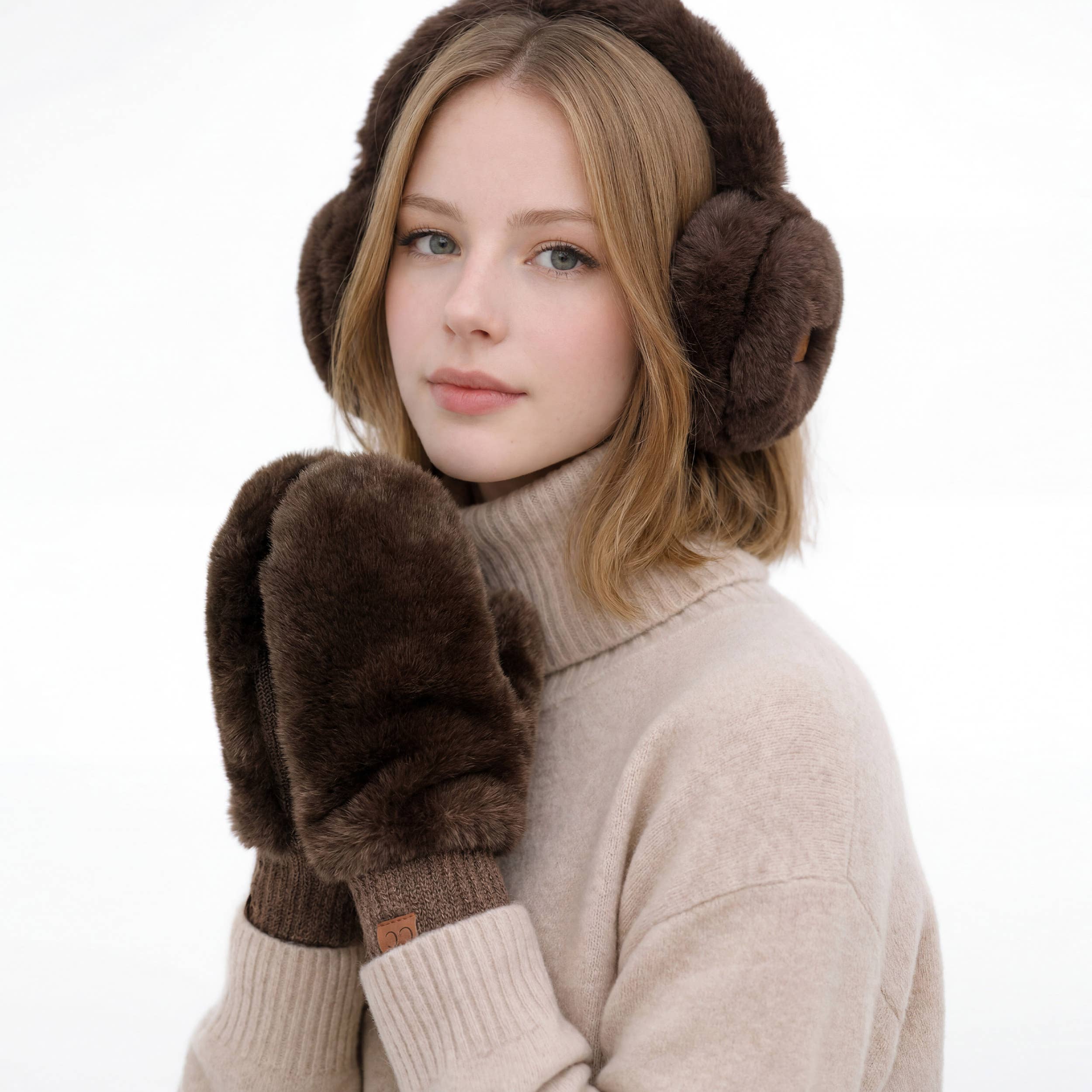 Faux Fur Mittens with Shepherd Lining