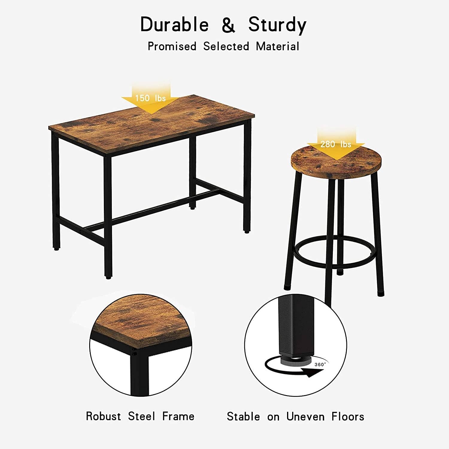 Industrial Counter Height Bar Table and Chairs