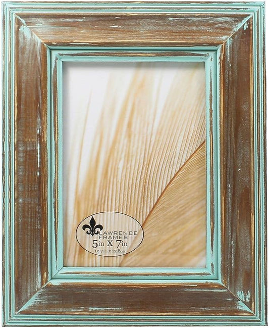 Lawrence Frame - Weathered Wood w/ Verdigris wash 8 x 10 Picture Frame