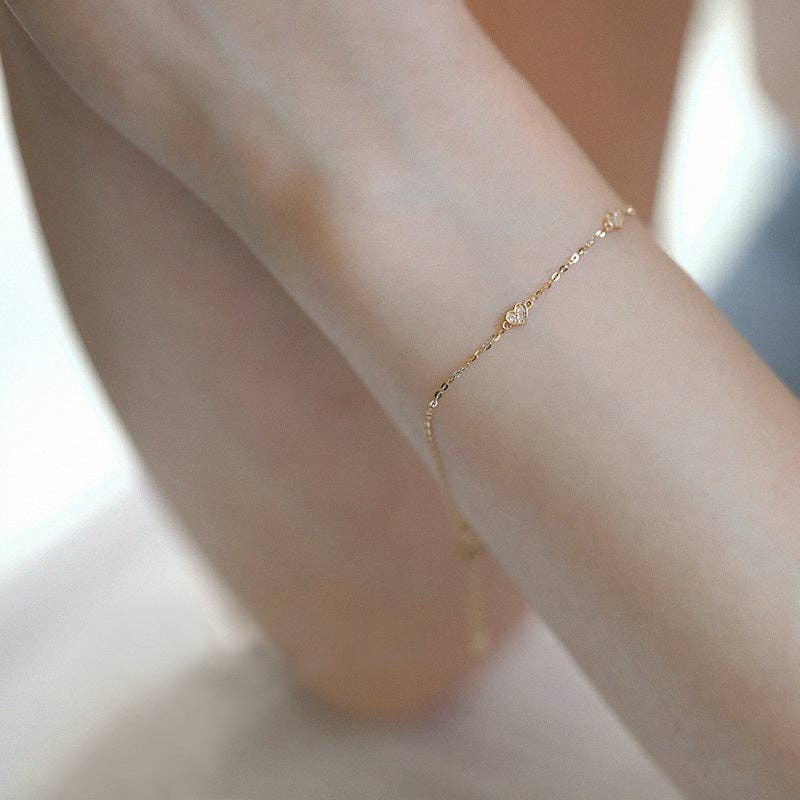 Perimade & Co. LLC - Dainty Silver Triple Heart Bracelet in 925 Sterling Silver