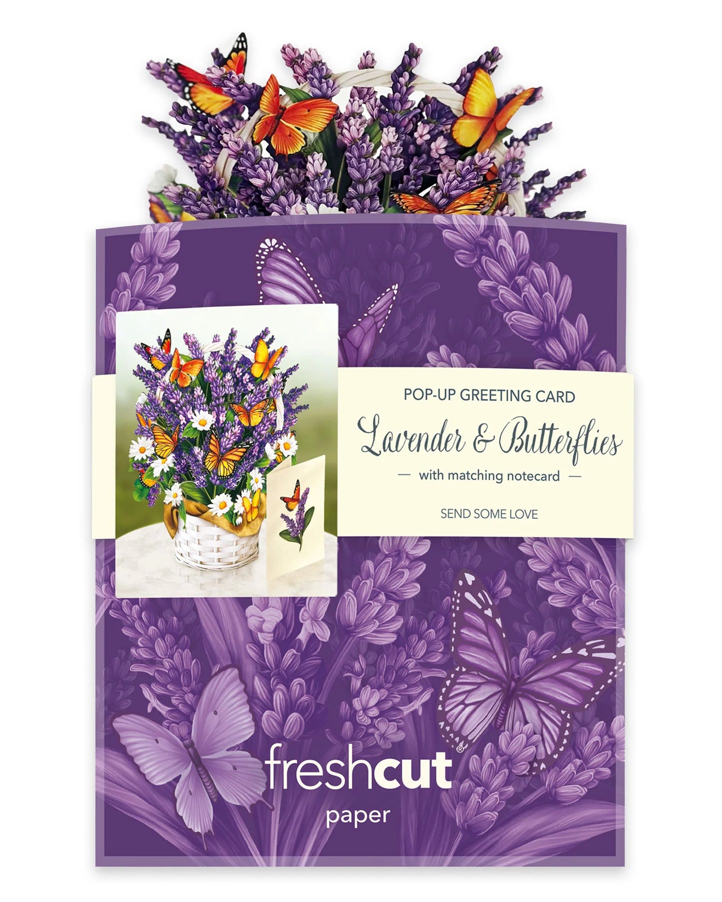 Freshcut Paper. Mini Lavender & Butterflies Pop-Up Card