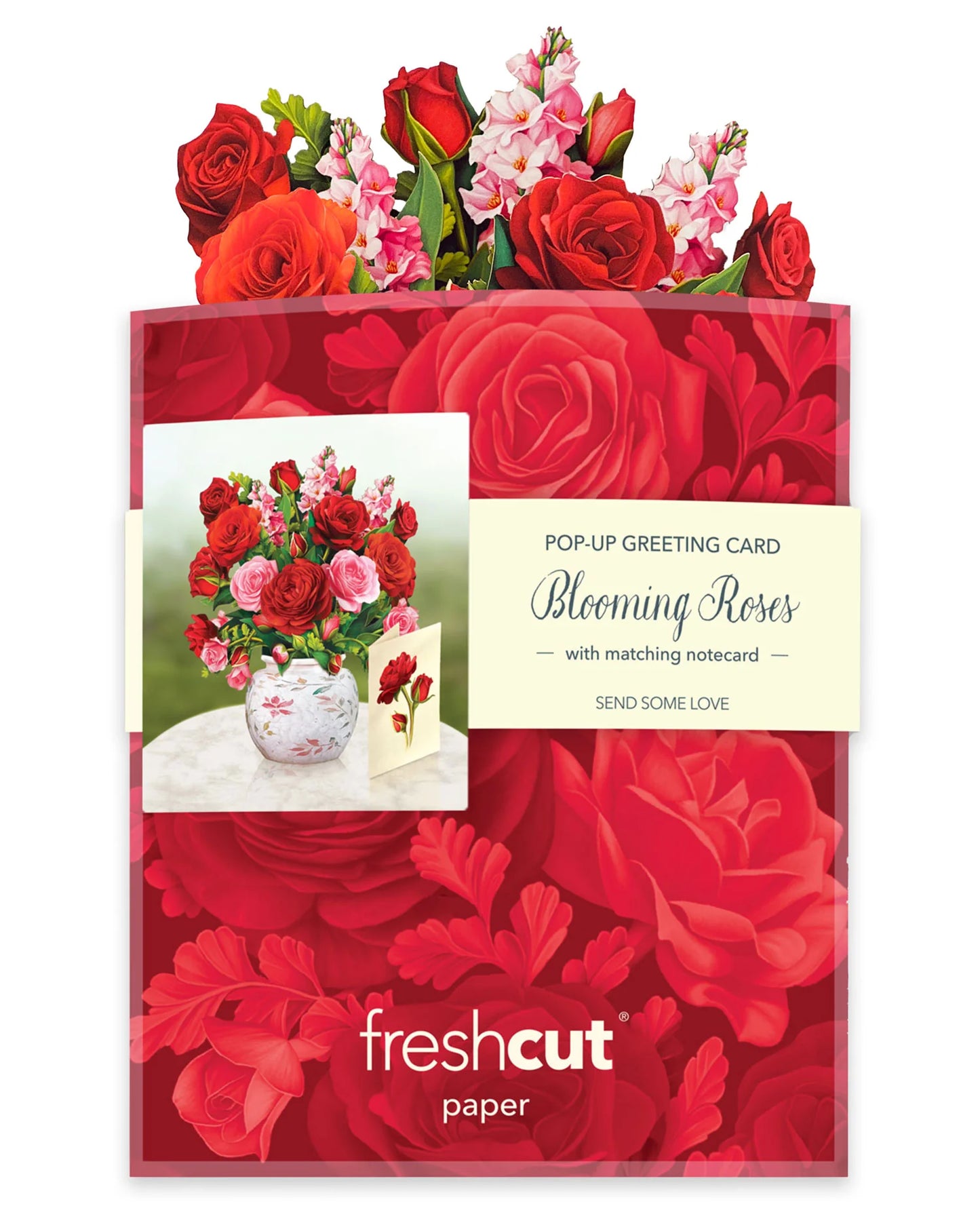 Freshcut Paper. Mini Blooming Roses Pop-Up Card