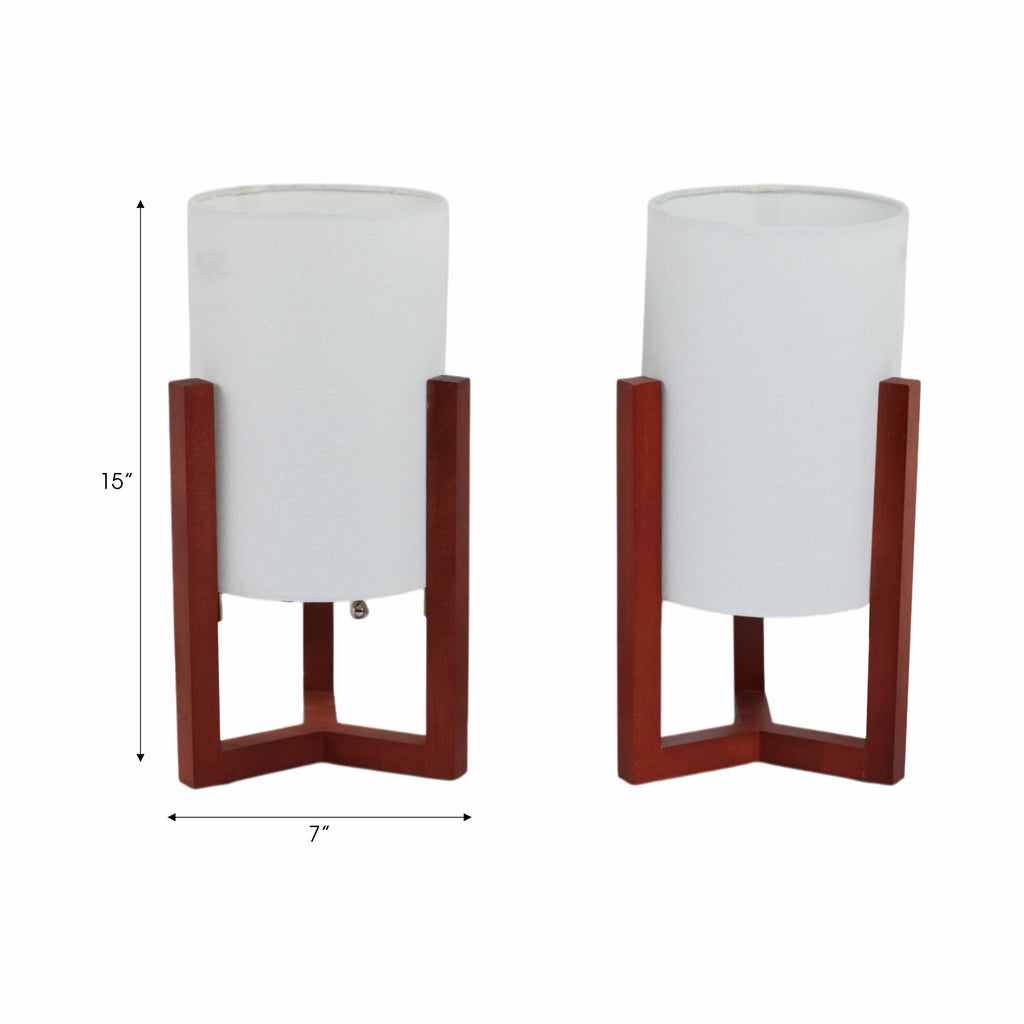 Sagebrook Home - Red Wood Cylinder Tripod Lamp