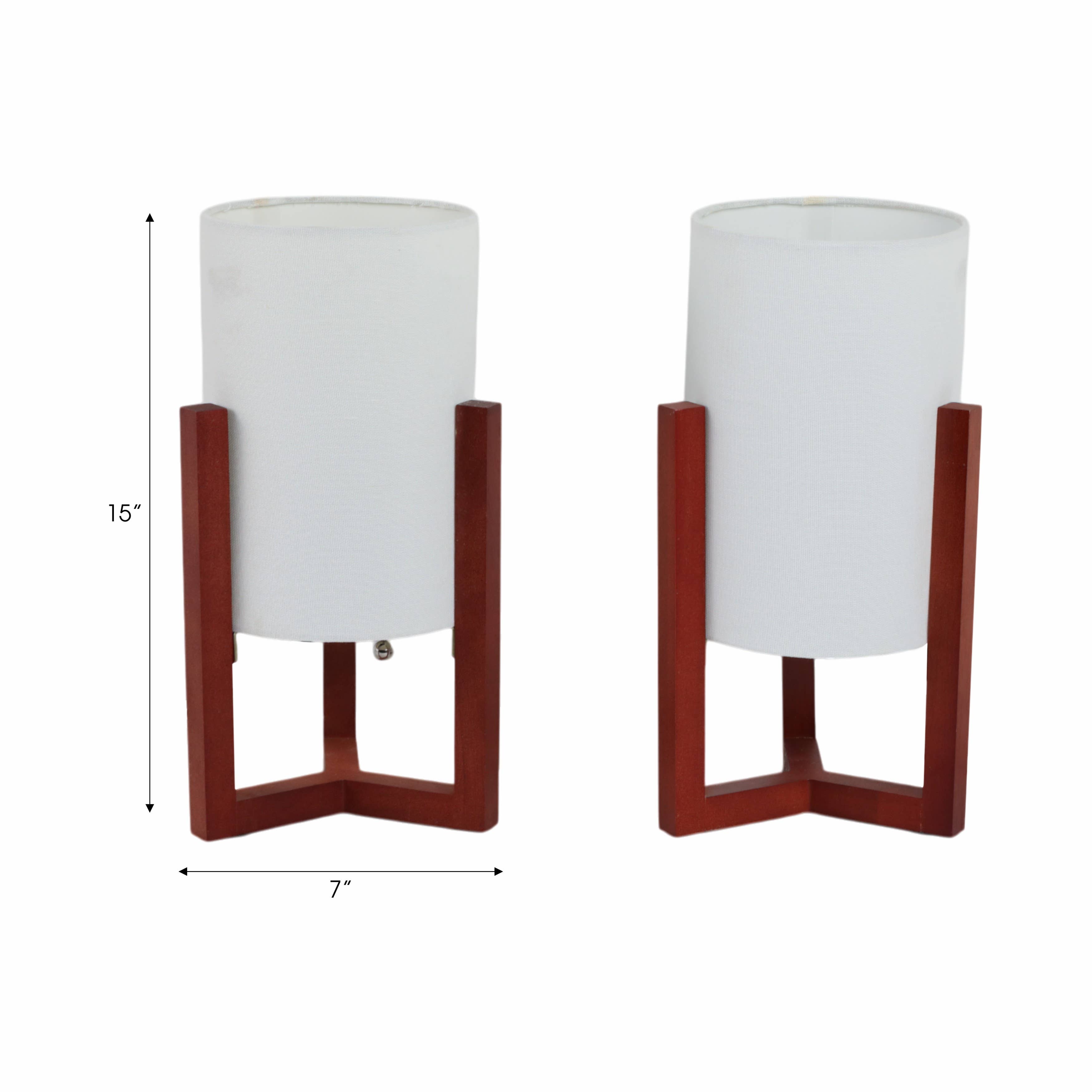 Sagebrook Home - Red Wood Cylinder Tripod Lamp