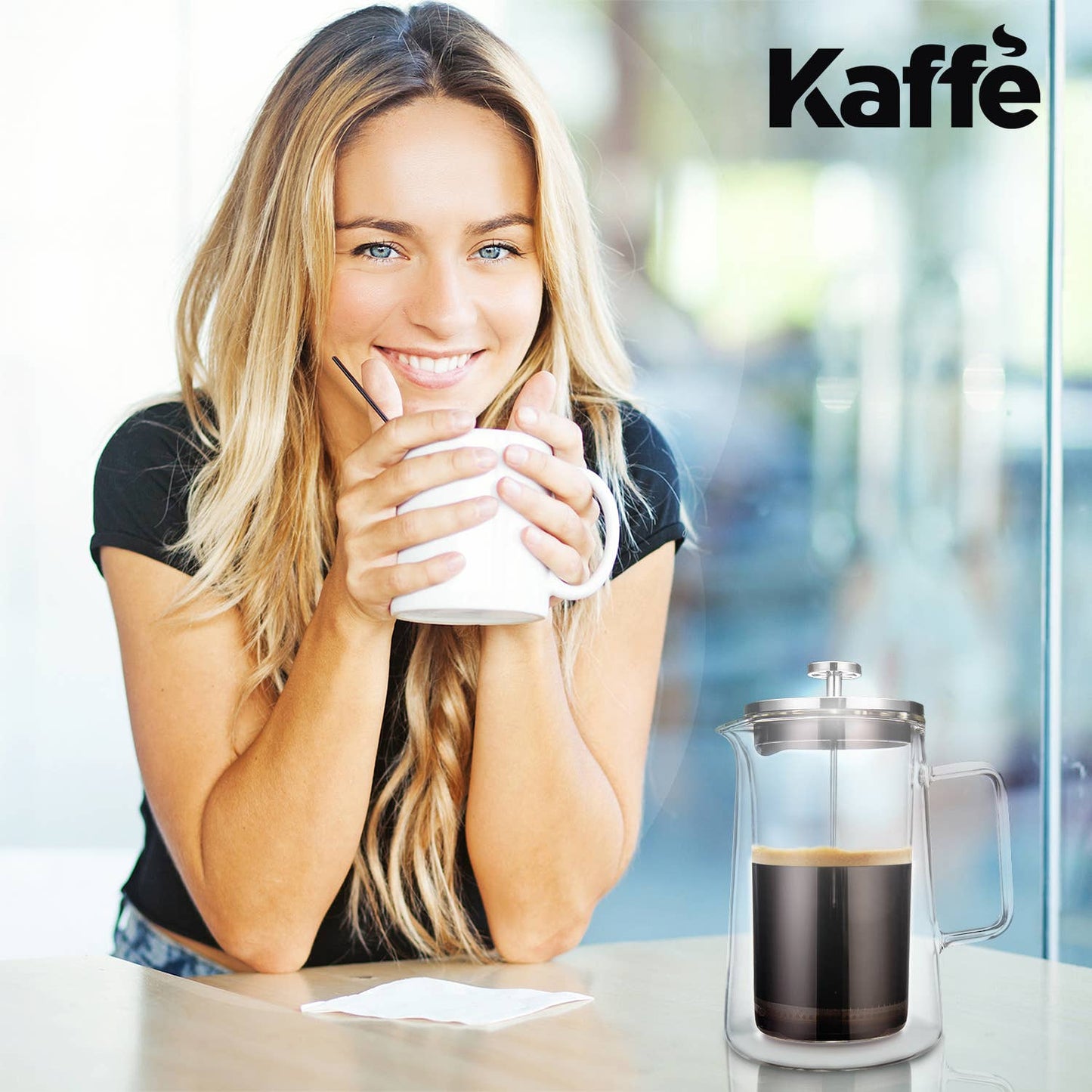 Kaffe French Press Coffee Maker. Double-Wall Glass (0.8L)