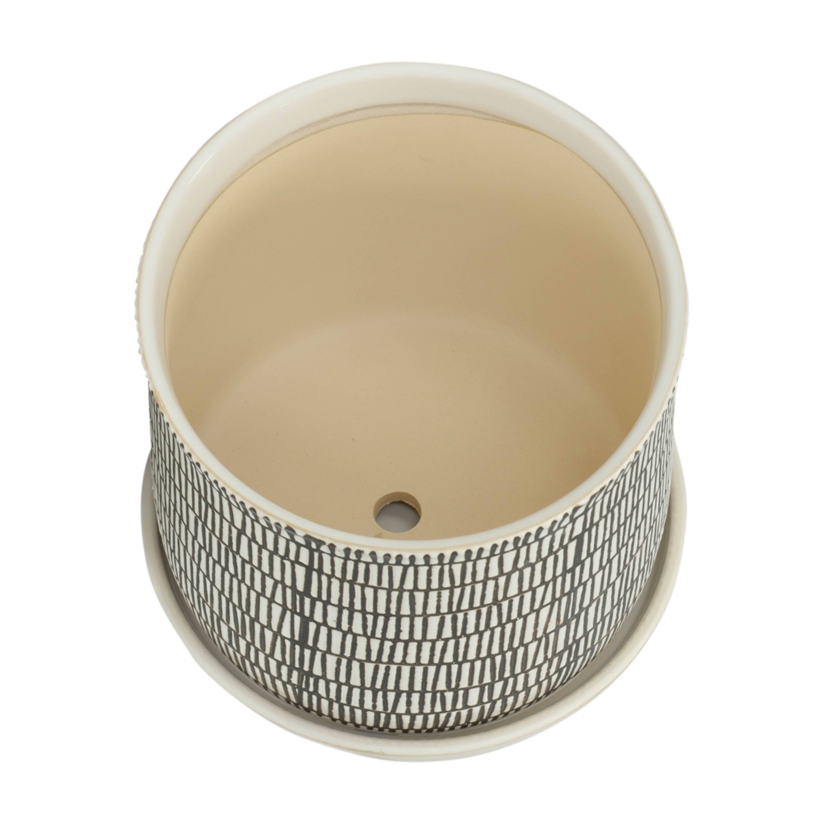 Sagebrook Home - Ivory Ceramic Line with Saucer (2 Sizes)