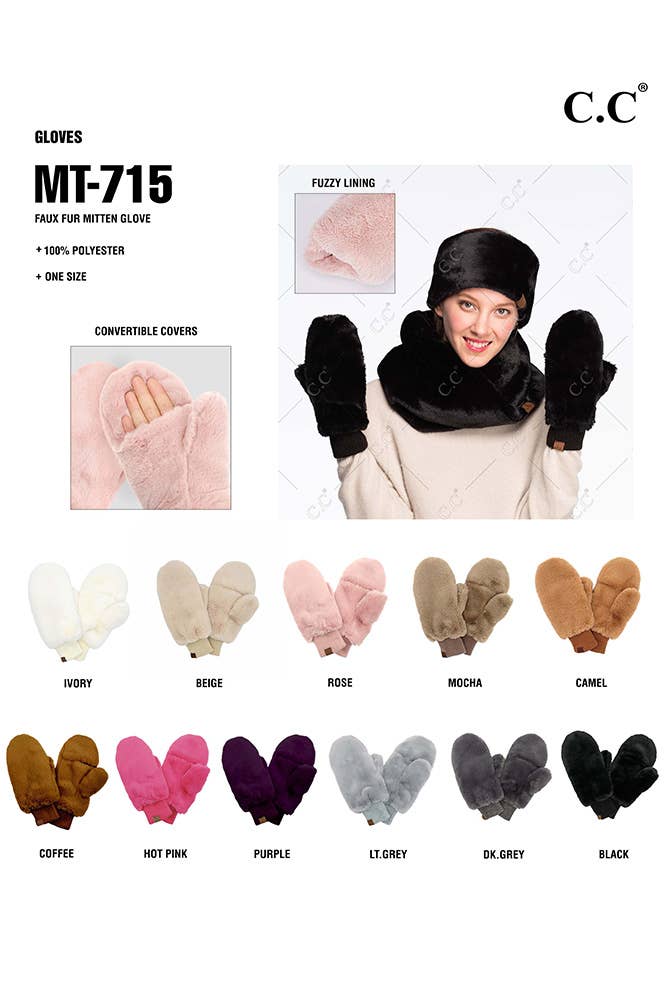 Faux Fur Mittens with Shepherd Lining