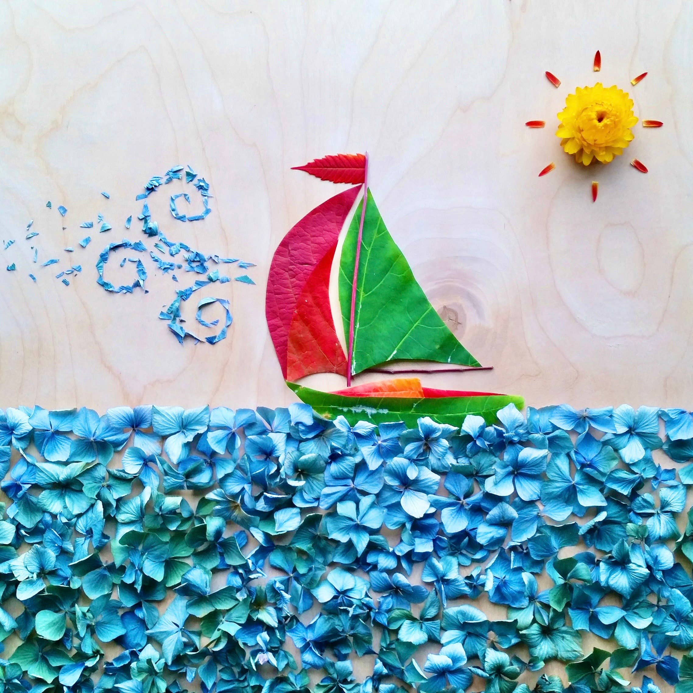 Sarah Smiles Creations - Sailboat • Floral Greeting Card • Botanical Nature Art