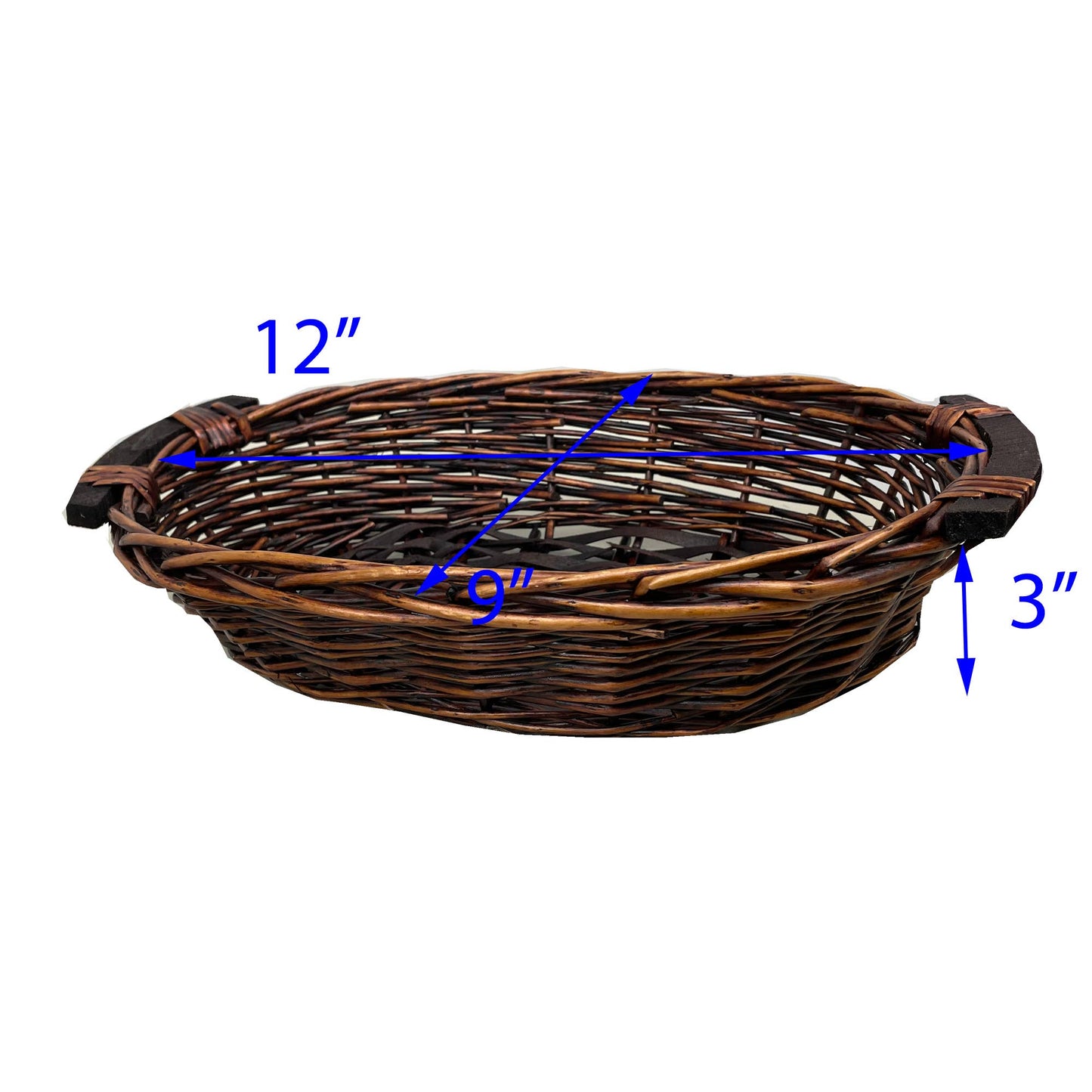 Oval Willow Tray 12"  Dark Brown Finish