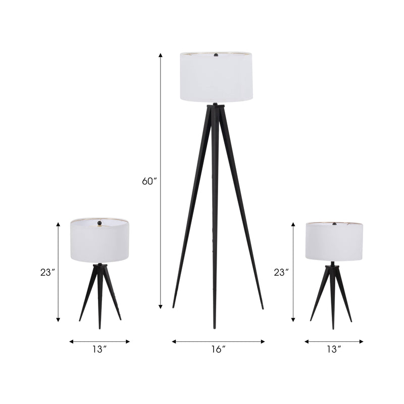Sagebrook Home - Black Metal /Tripod Table Lamp