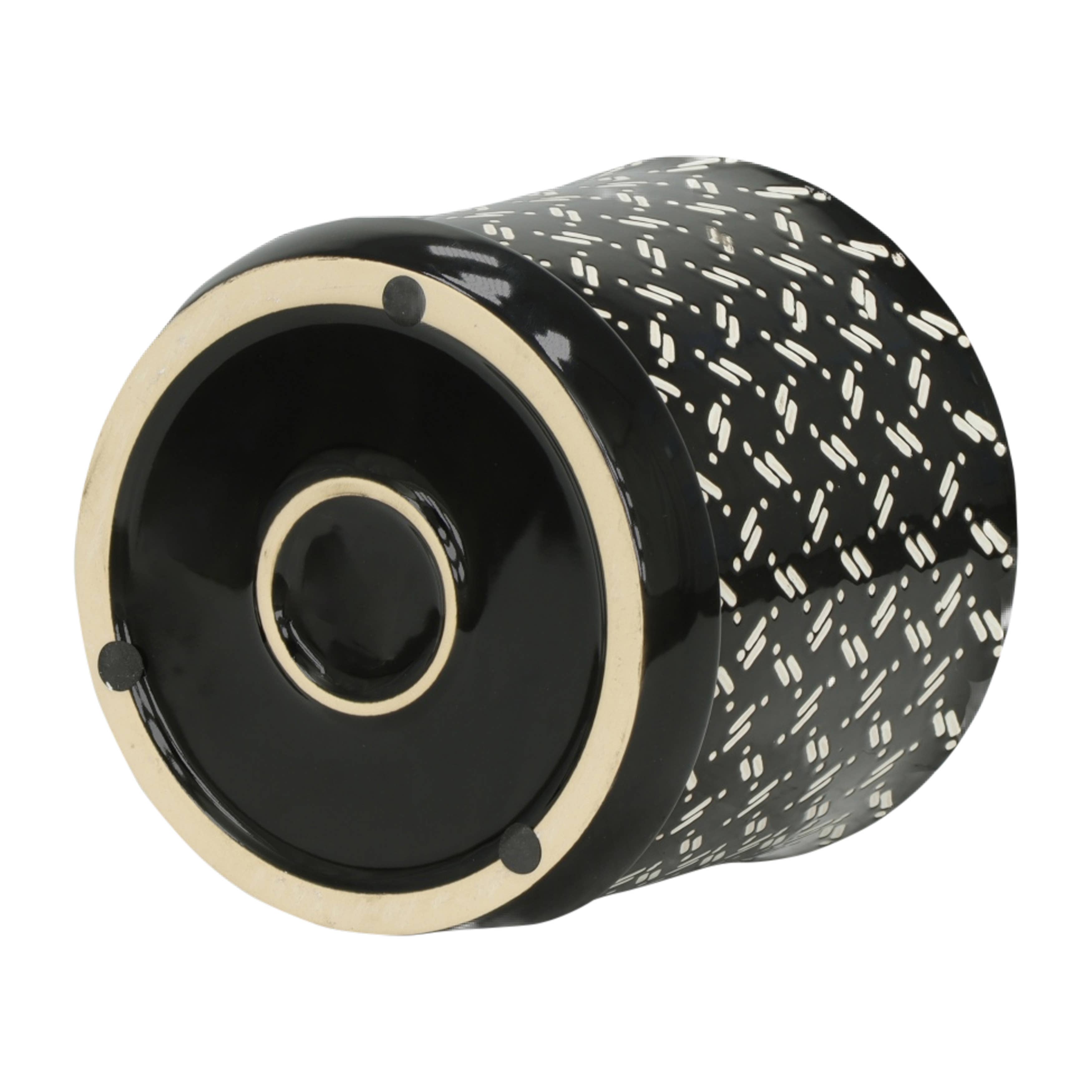 Sagebrook Home - Black Round Dots Planter With Saucer