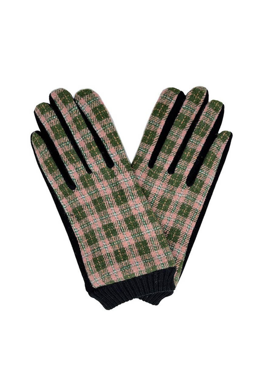 Hana - Classic Plaid And Check Touch Gloves
