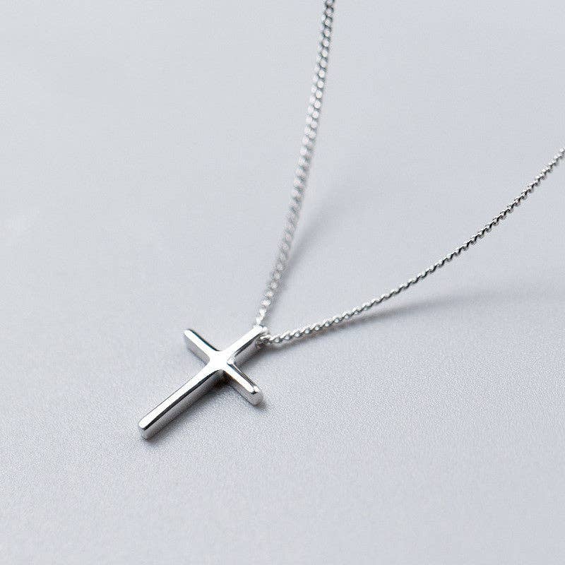 Perimade & Co. LLC - Dainty Cross Charm Pendant Necklace in 925 Sterling Silver