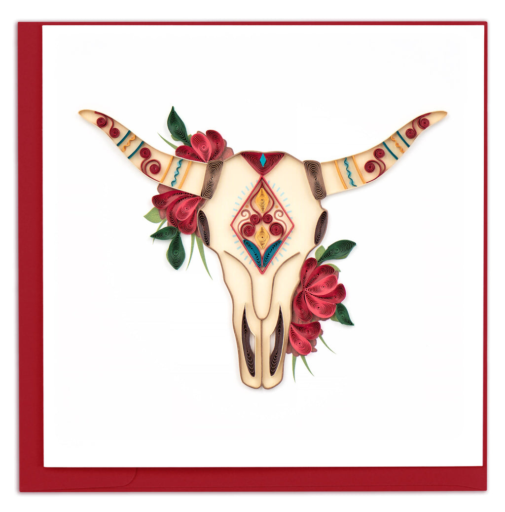 Quilling Greeting Card - Decorative Longhorn Skull
