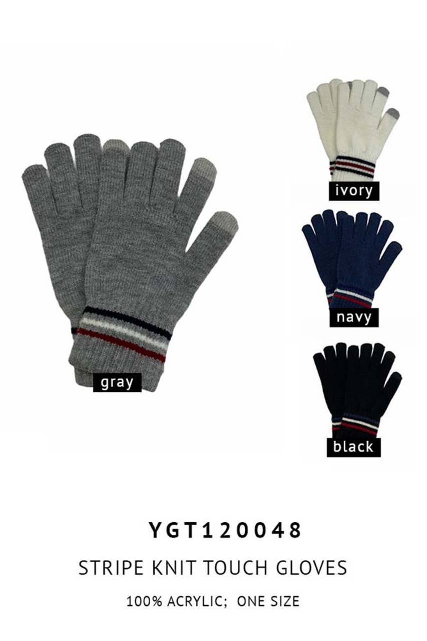 Hana - Stripe Knit Touch Gloves