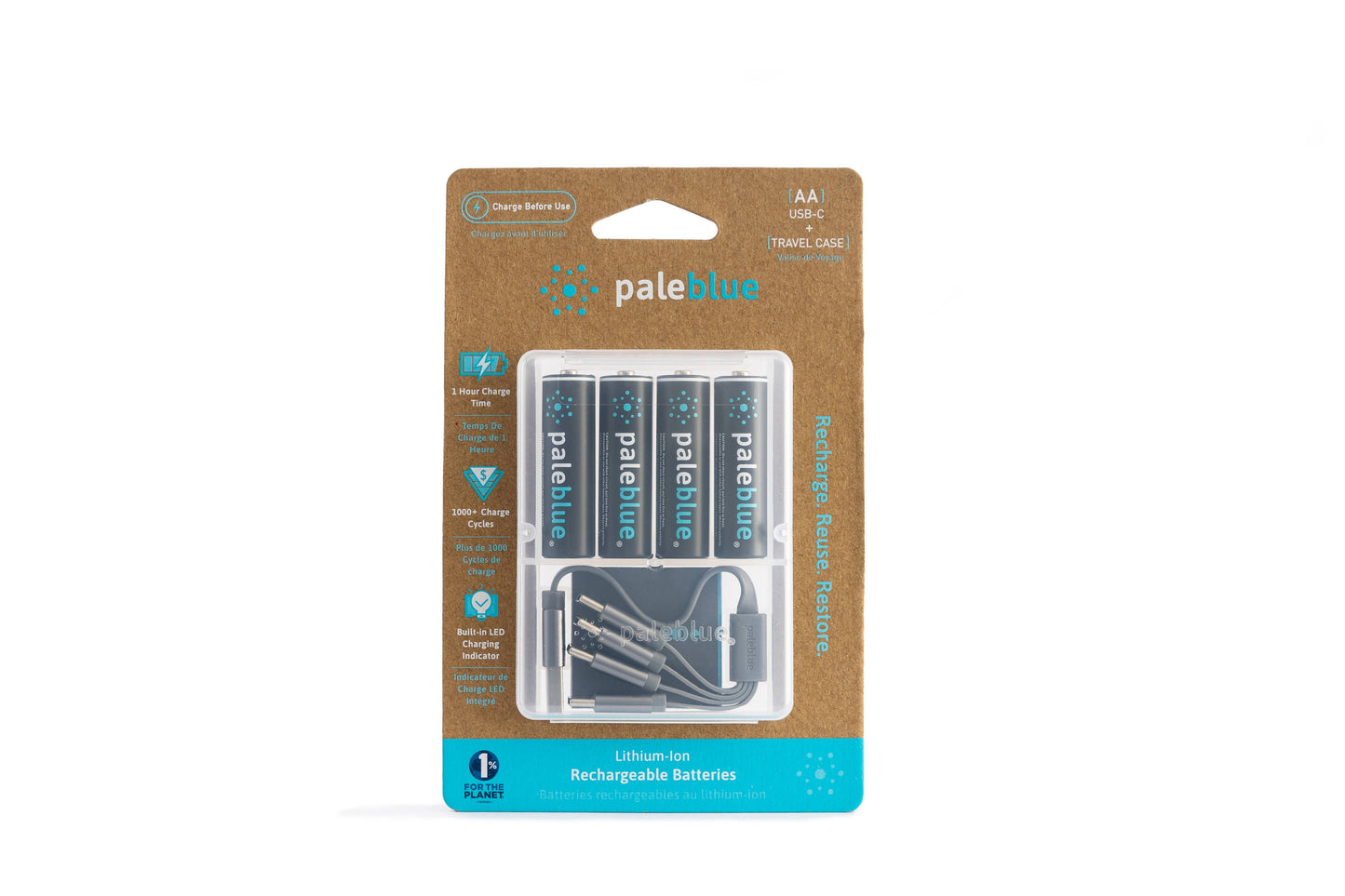 Pale Blue. AA Rechargeable Batteries