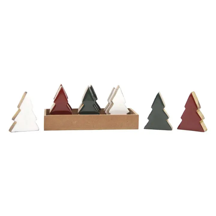 Red White Green Christmas Trees Box of 12